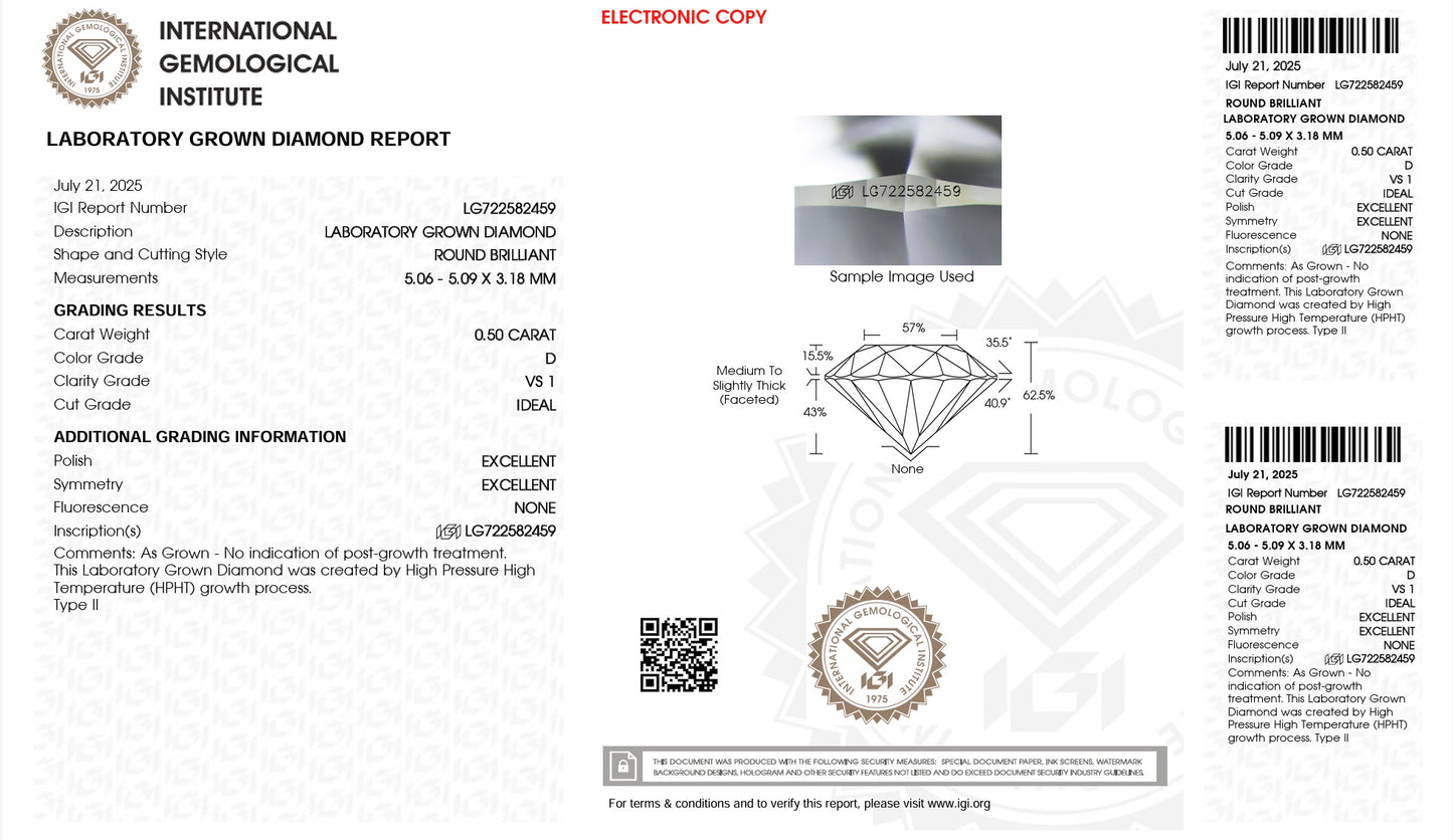 Round Lab Diamond 0,50ct