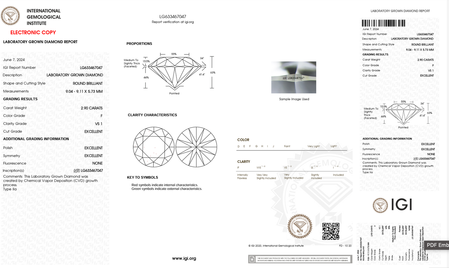 Round 2.90ct Lab Diamant