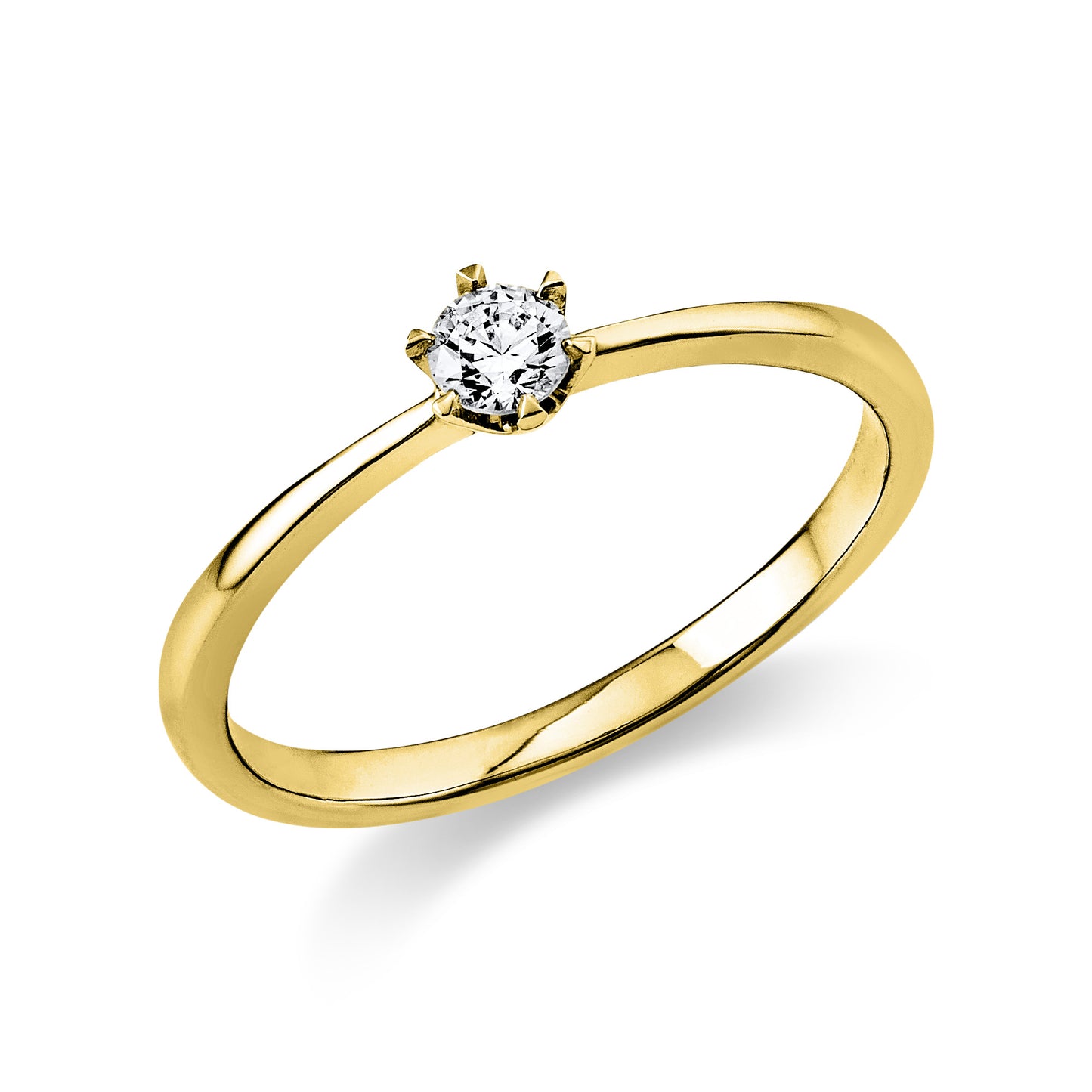 Solitär Verlobungsring 750er Gelbgold 0,15ct Diamant