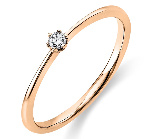 Solitär Ring 750er Roségold 0,10ct