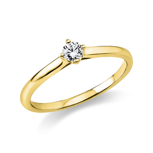Solitär Ring 750er Gelbgold 0,15ct Diamant