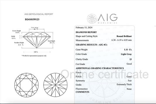 Salt and Pepper Round Natrual Diamond 1,11ct