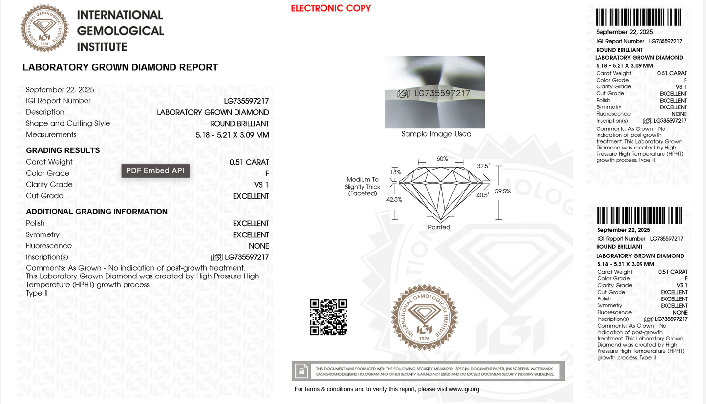 Round Lab Diamond 0,51ct