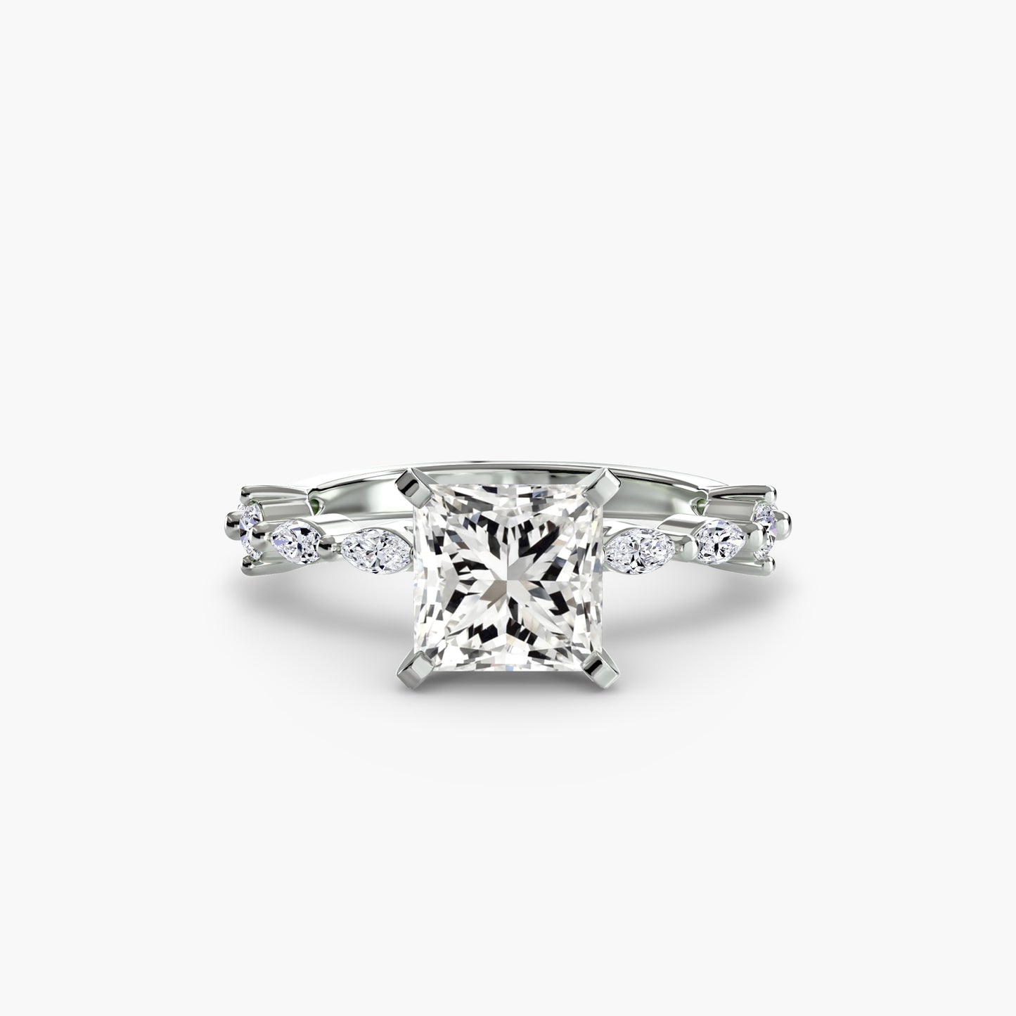 Solitär Ring mit Eternity-Pavé