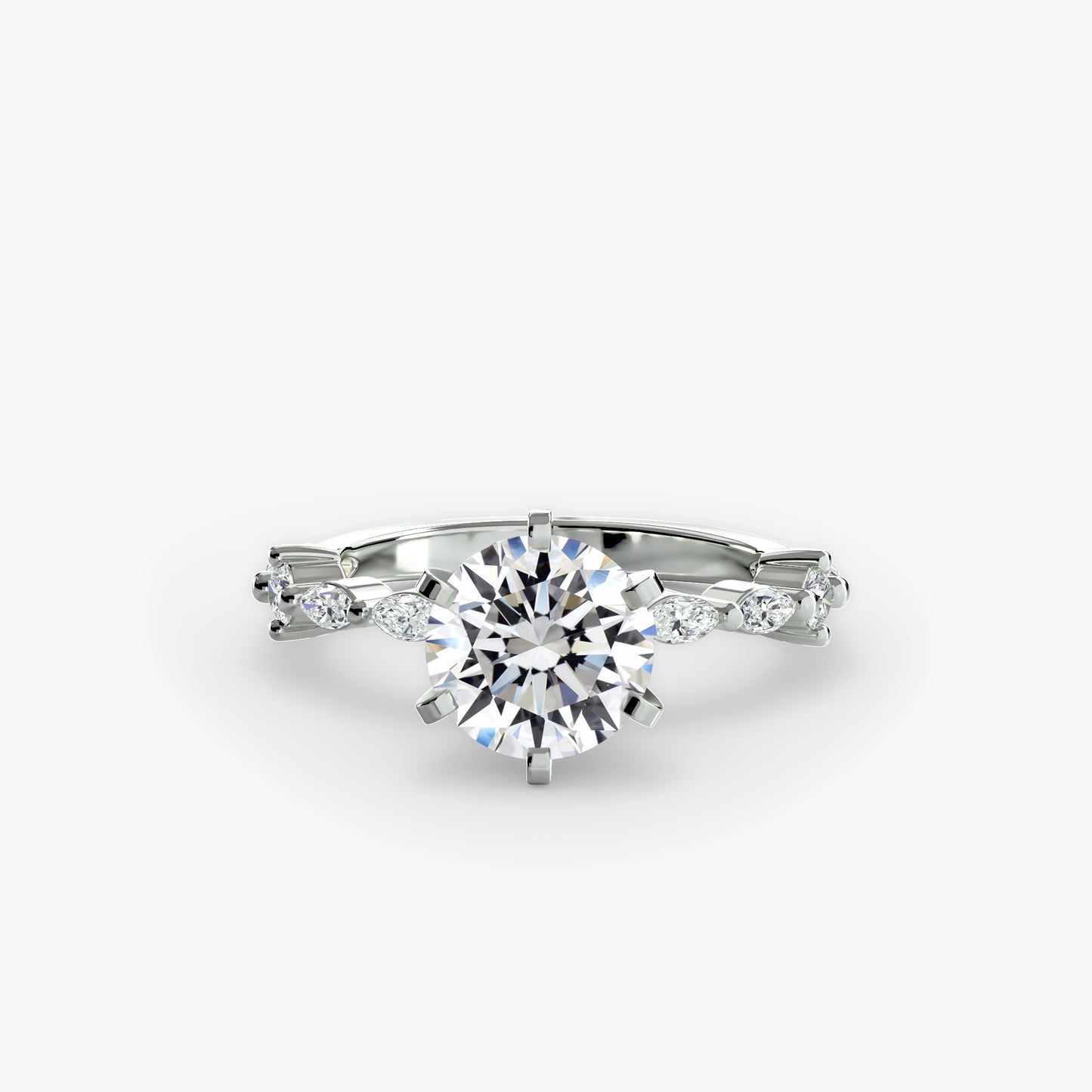 Solitär Ring mit Eternity-Pavé