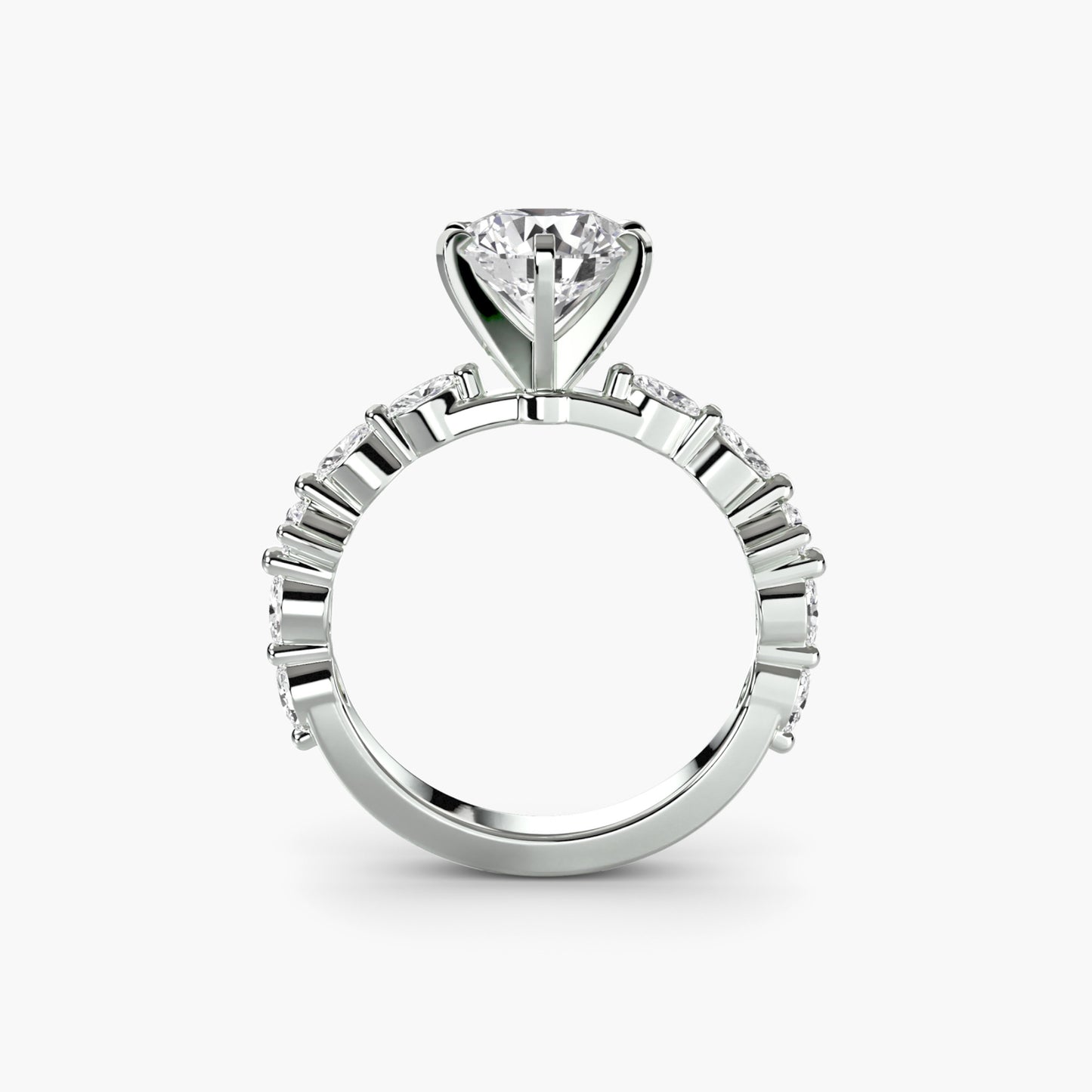 Solitär Ring mit Eternity-Pavé