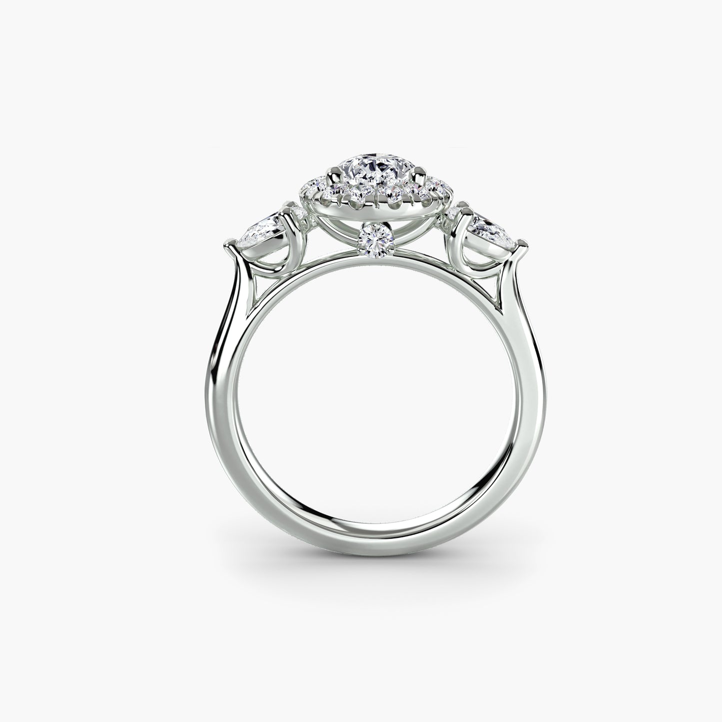 Three stone Halo Ring