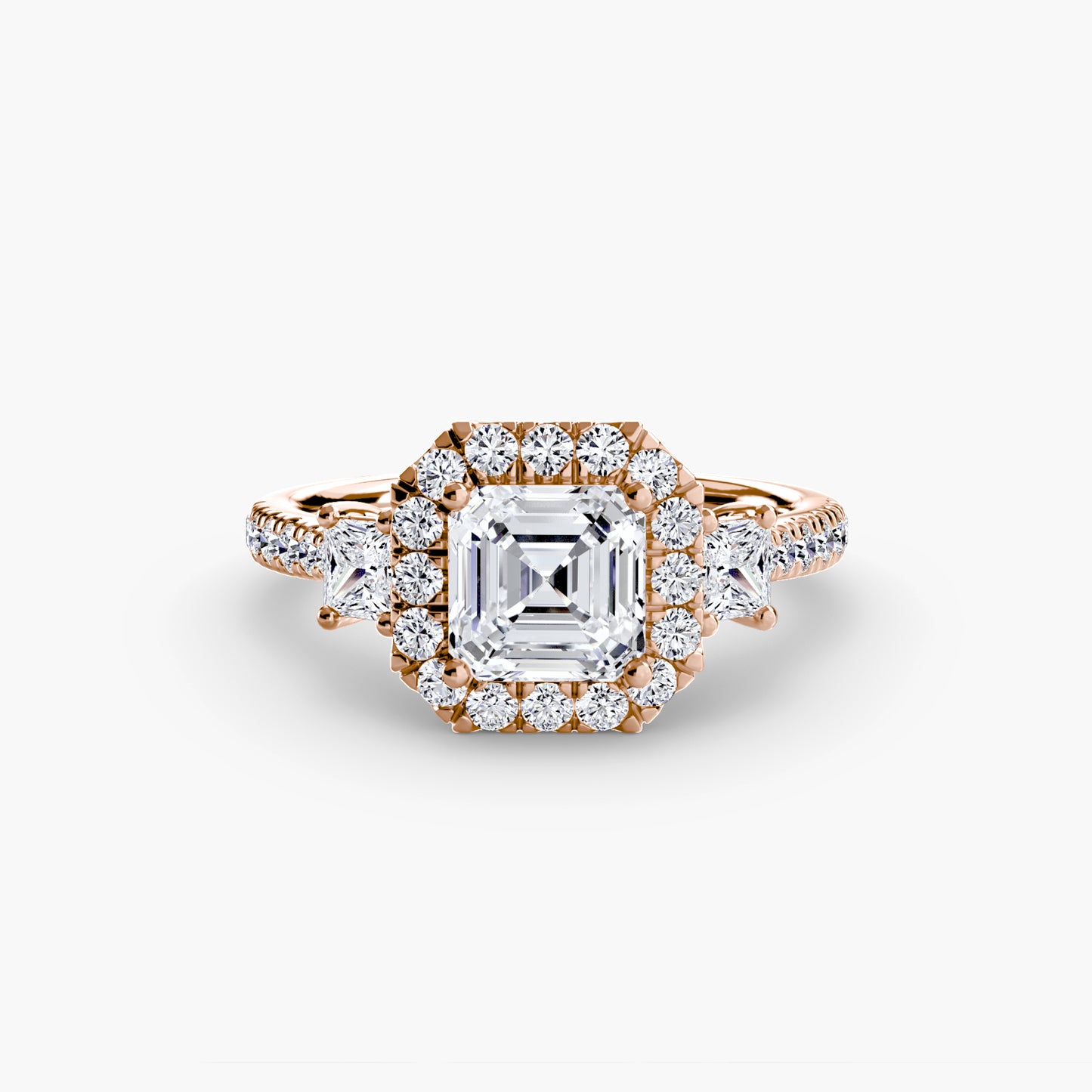 Three Stone Halo Ring  2