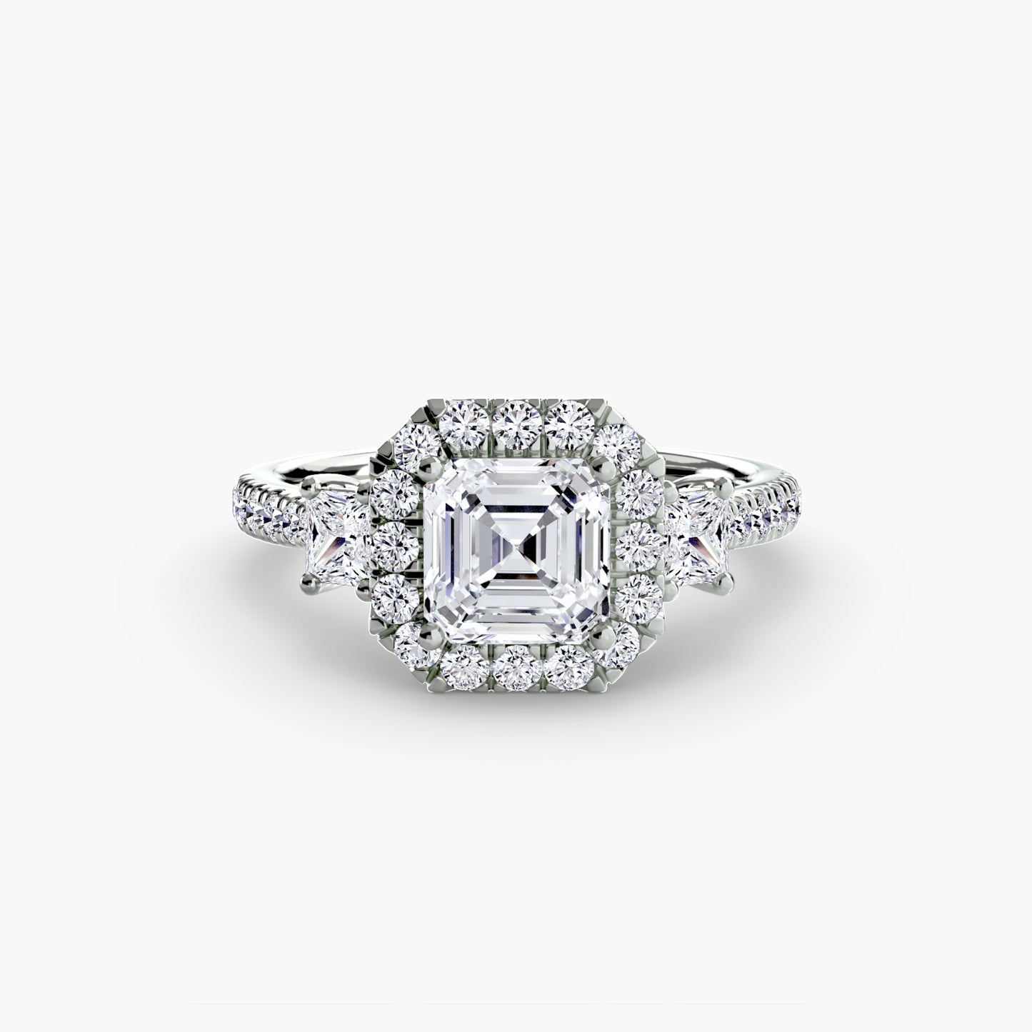 Three Stone Halo Ring  2