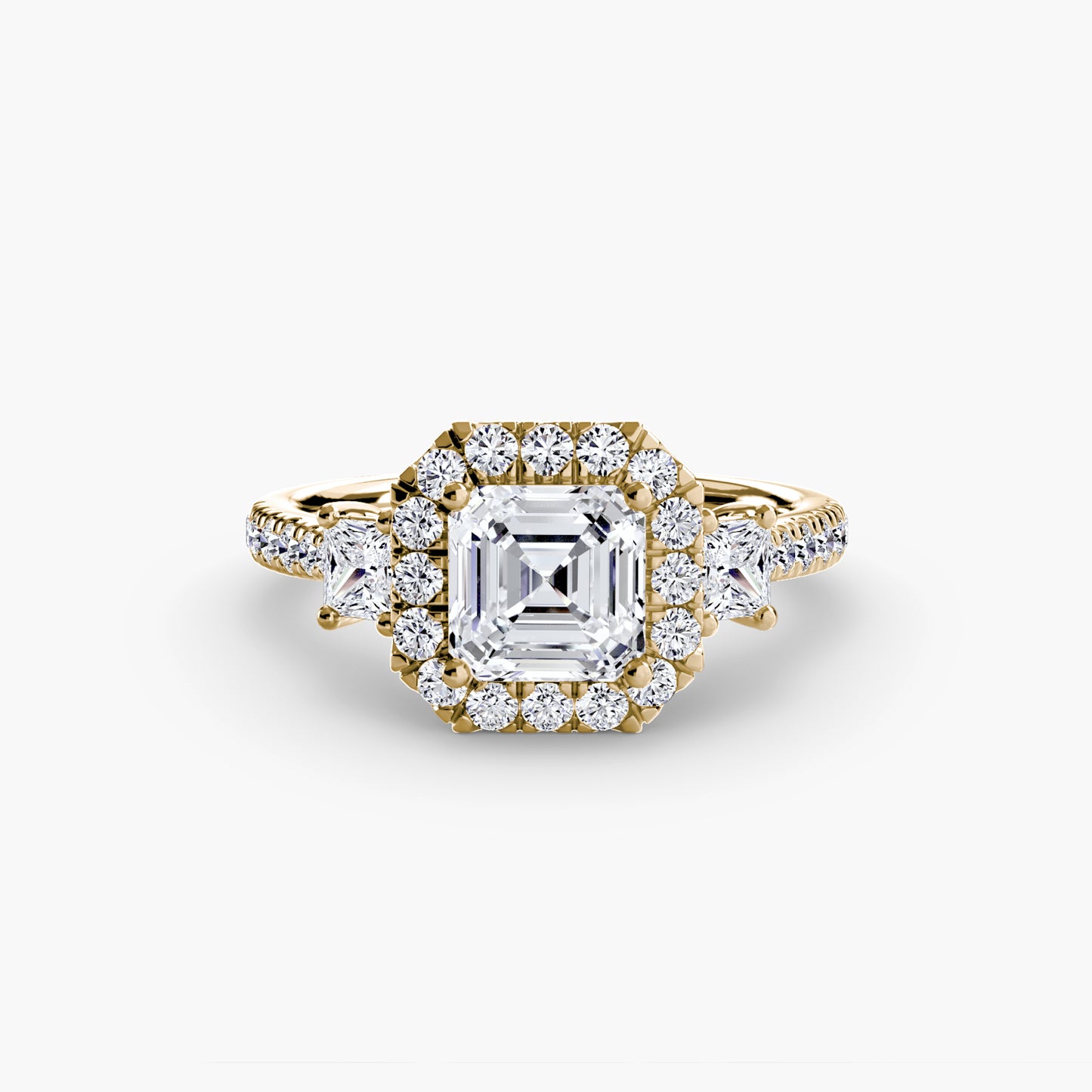 Three Stone Halo Ring  2