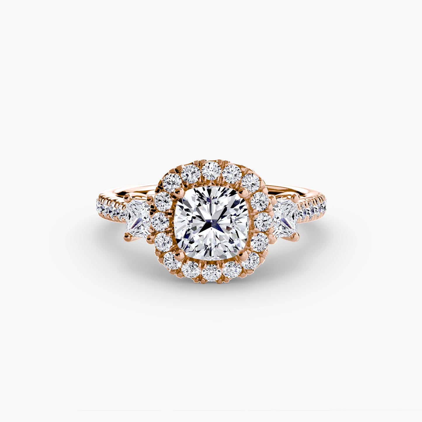 Three Stone Halo Ring  2
