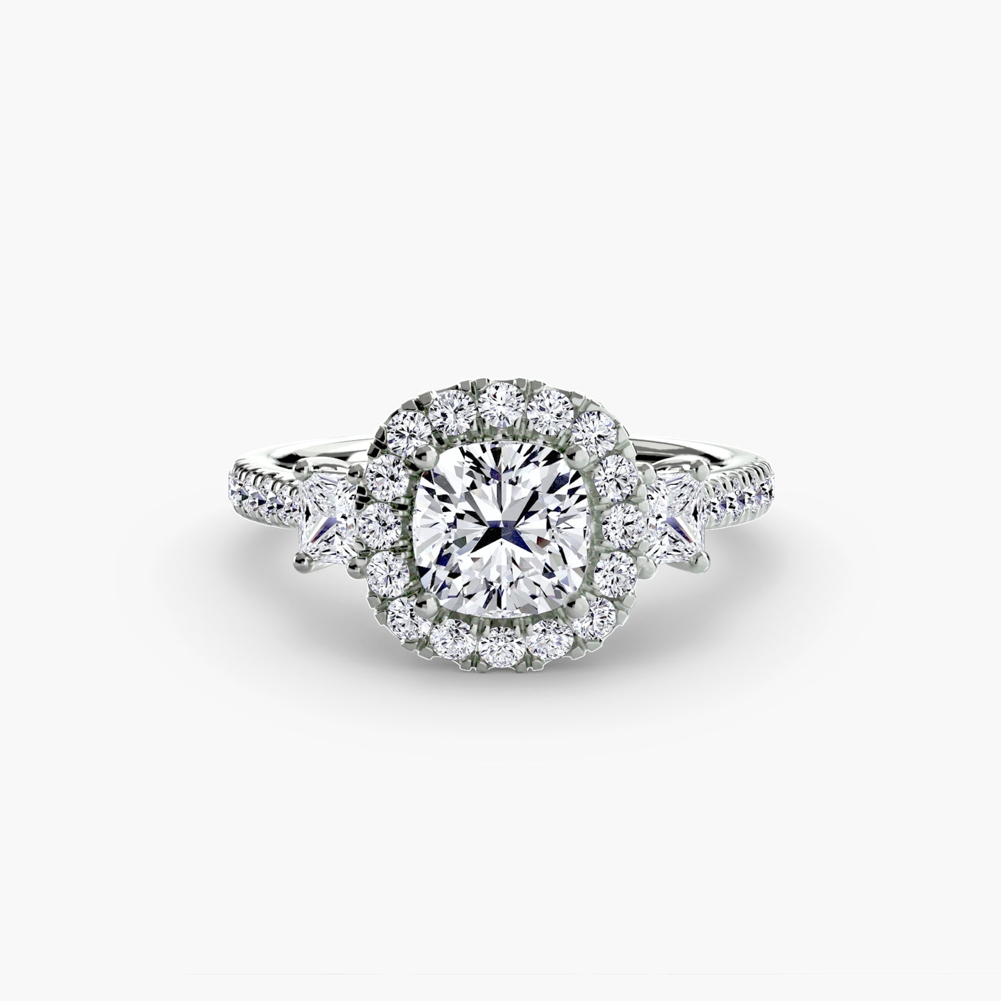 Three Stone Halo Ring  2