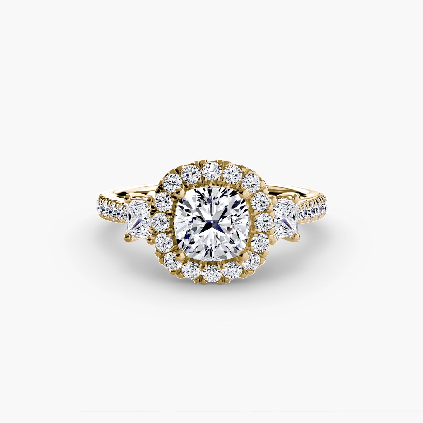 Three Stone Halo Ring  2