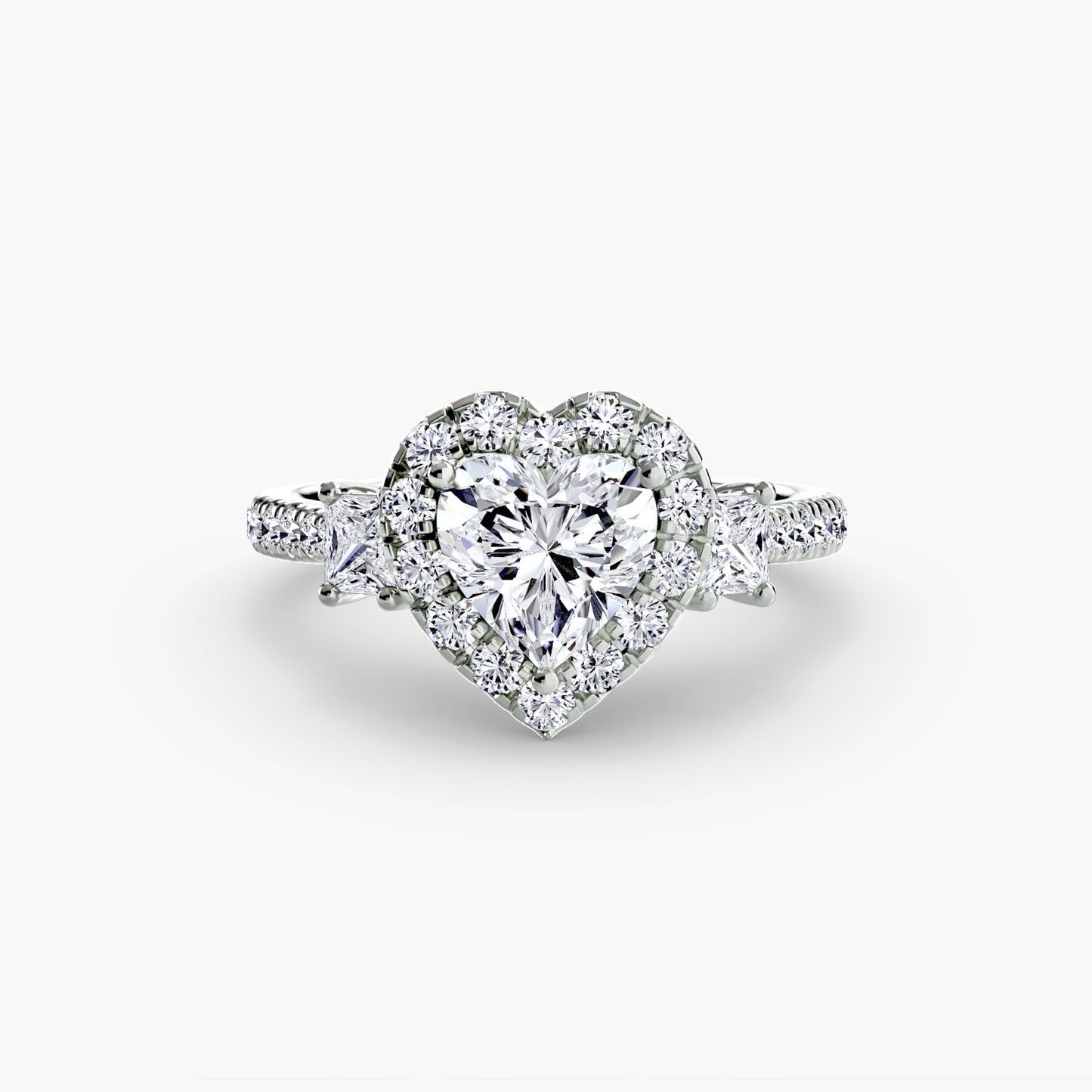 Three Stone Halo Ring  2