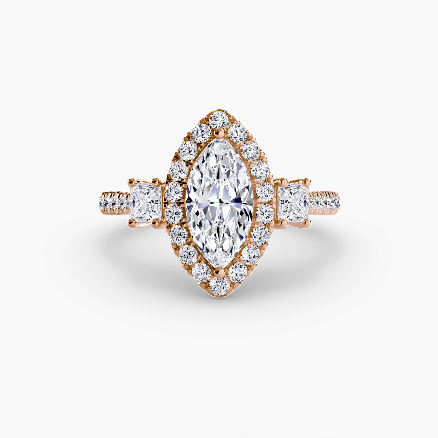 Three Stone Halo Ring  2