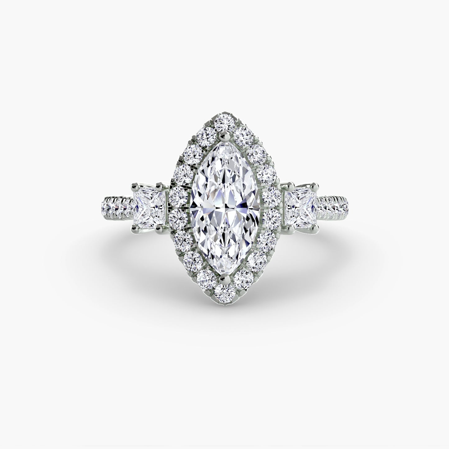 Three Stone Halo Ring  2
