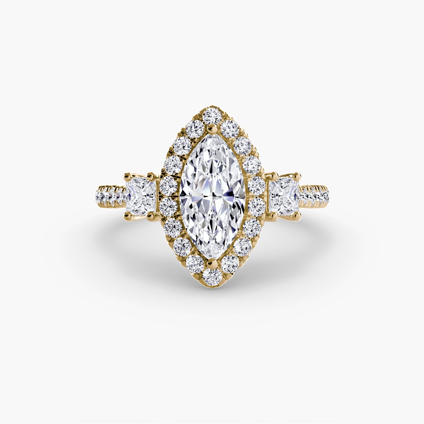 Three Stone Halo Ring  2