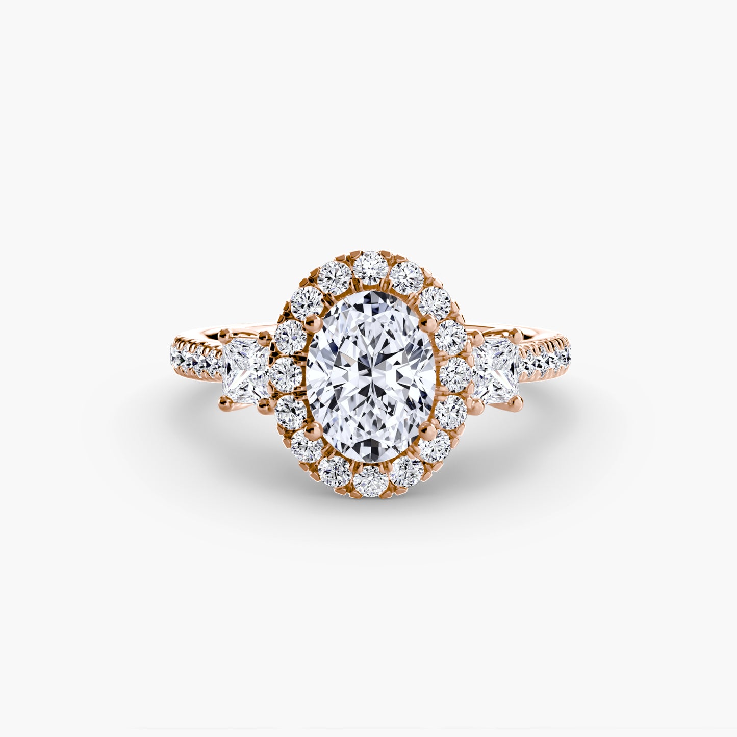 Three Stone Halo Ring  2