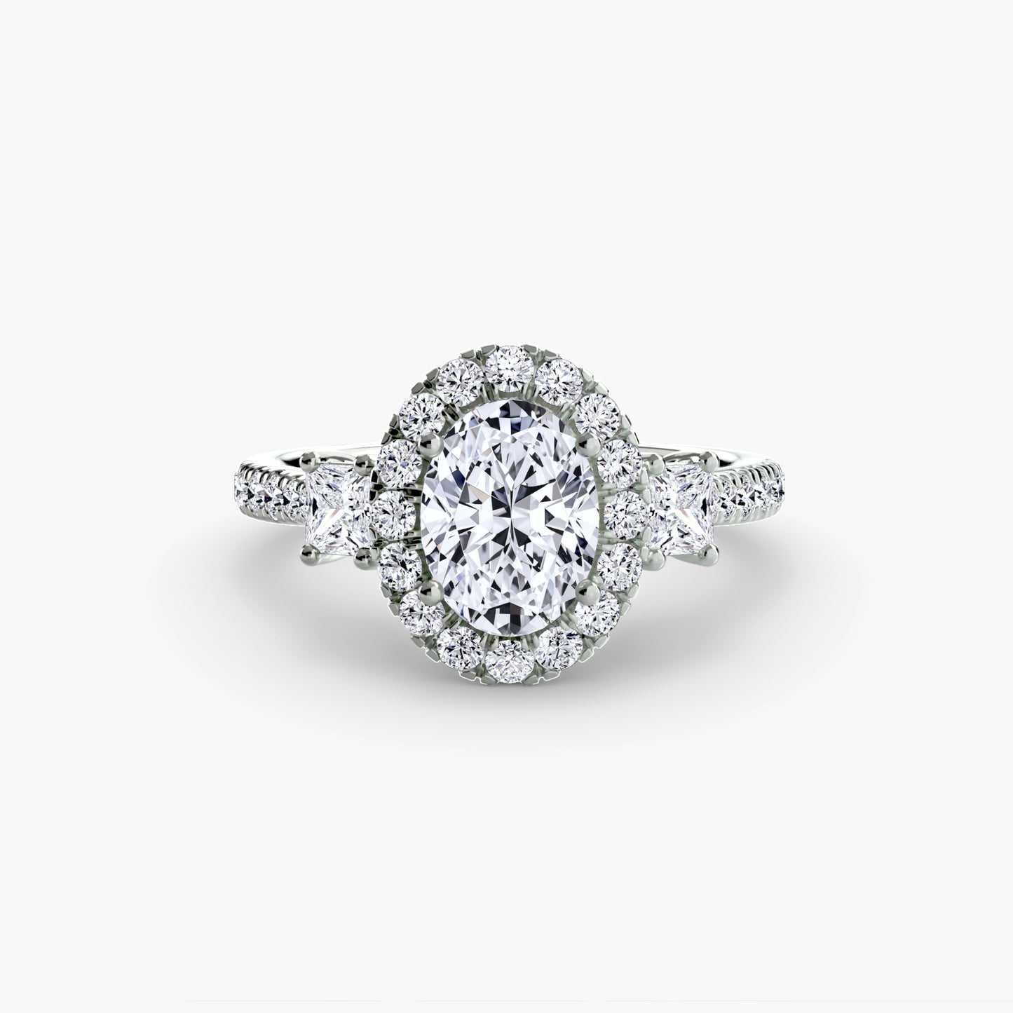 Three Stone Halo Ring  2