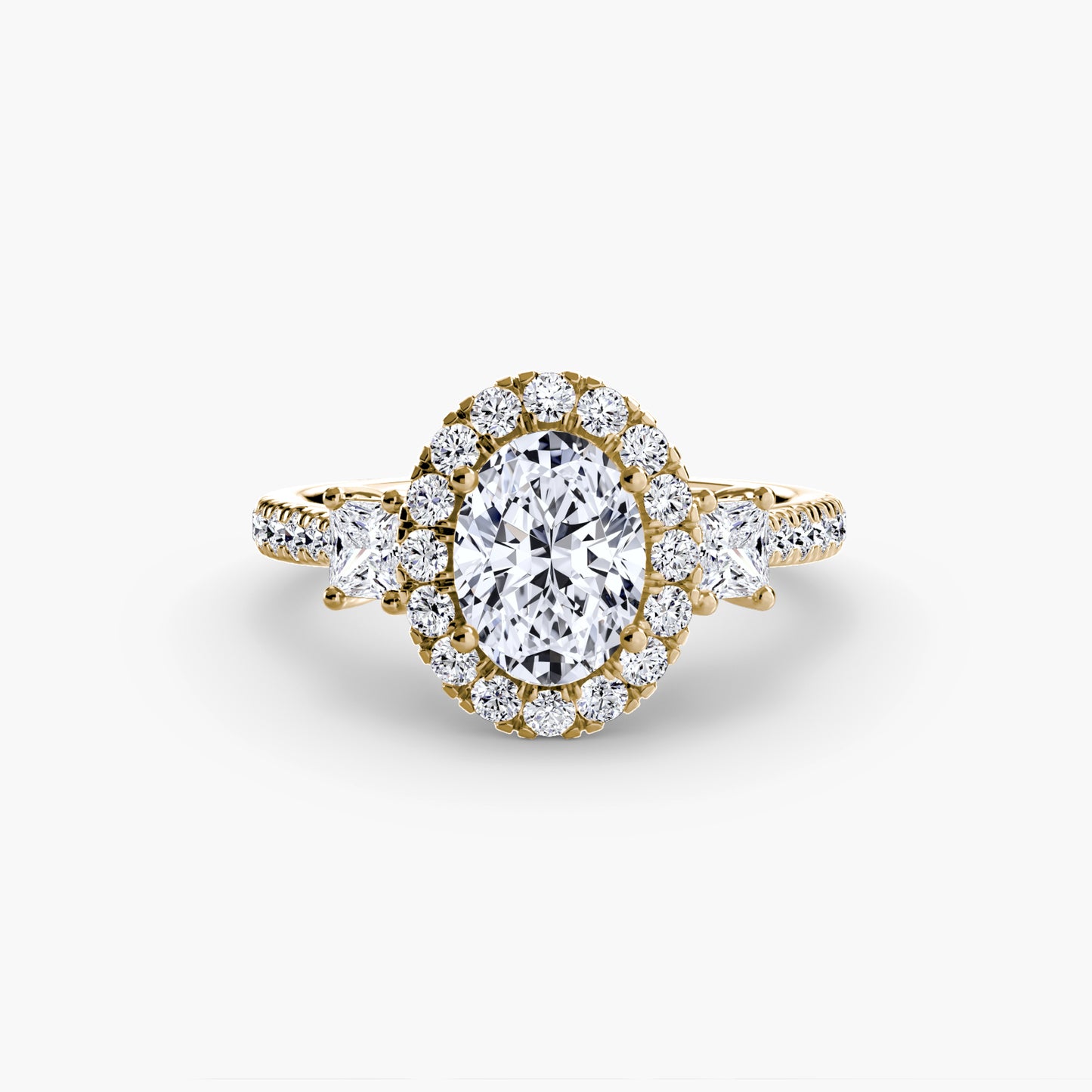Three Stone Halo Ring  2