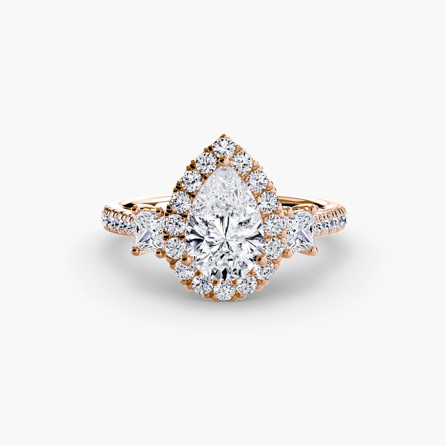 Three Stone Halo Ring  2
