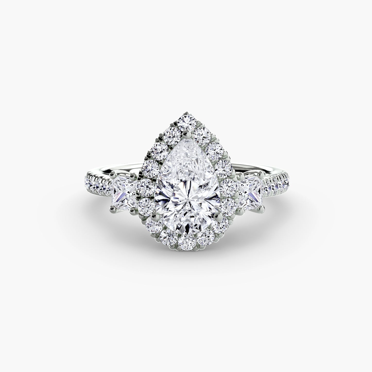 Three Stone Halo Ring  2