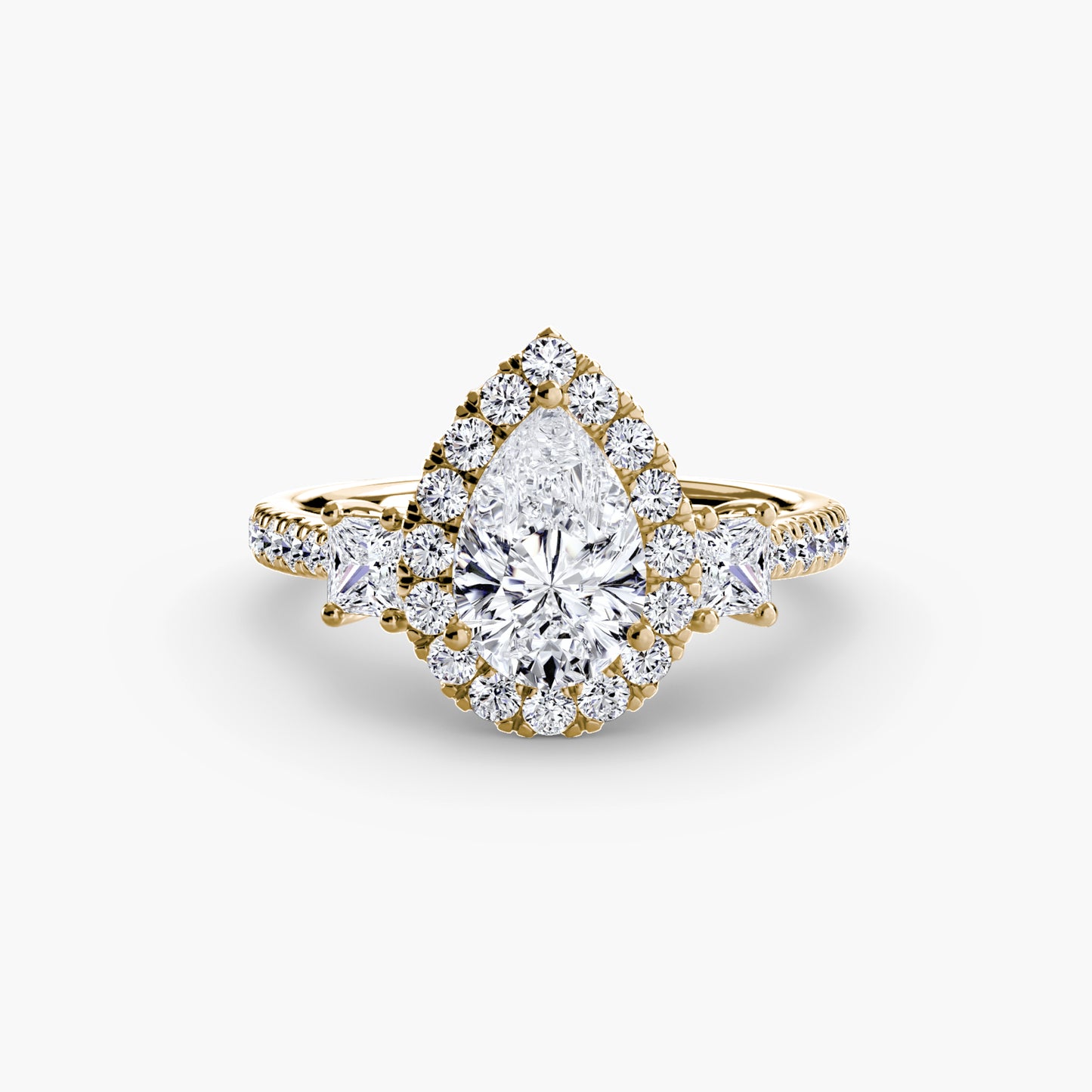 Three Stone Halo Ring  2