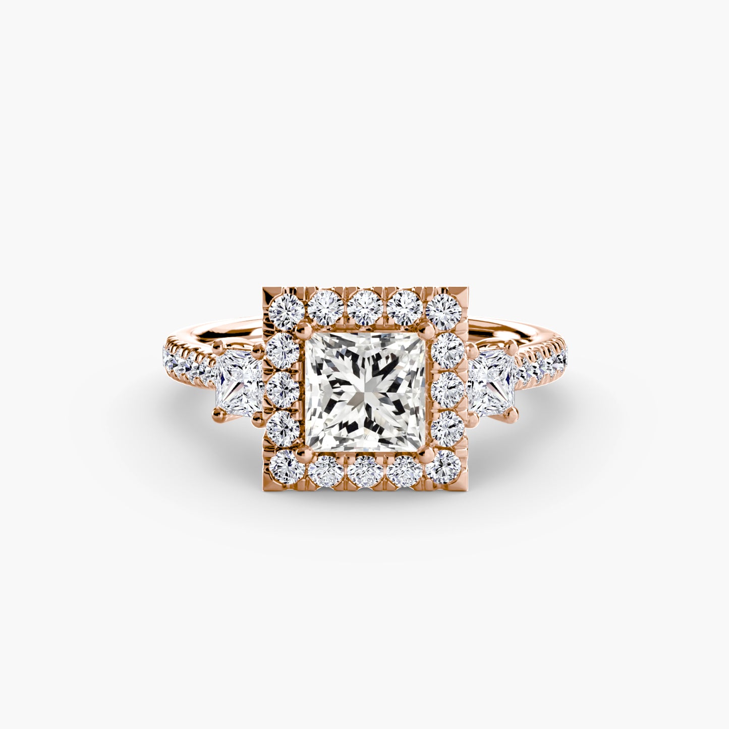 Three Stone Halo Ring  2