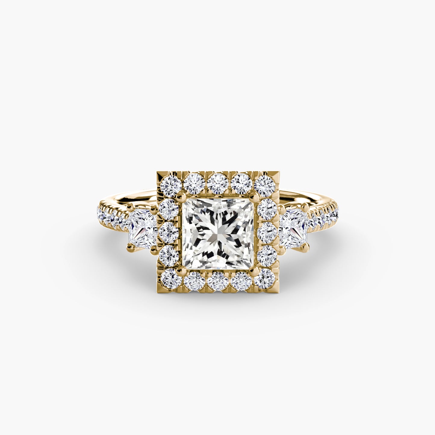 Three Stone Halo Ring  2