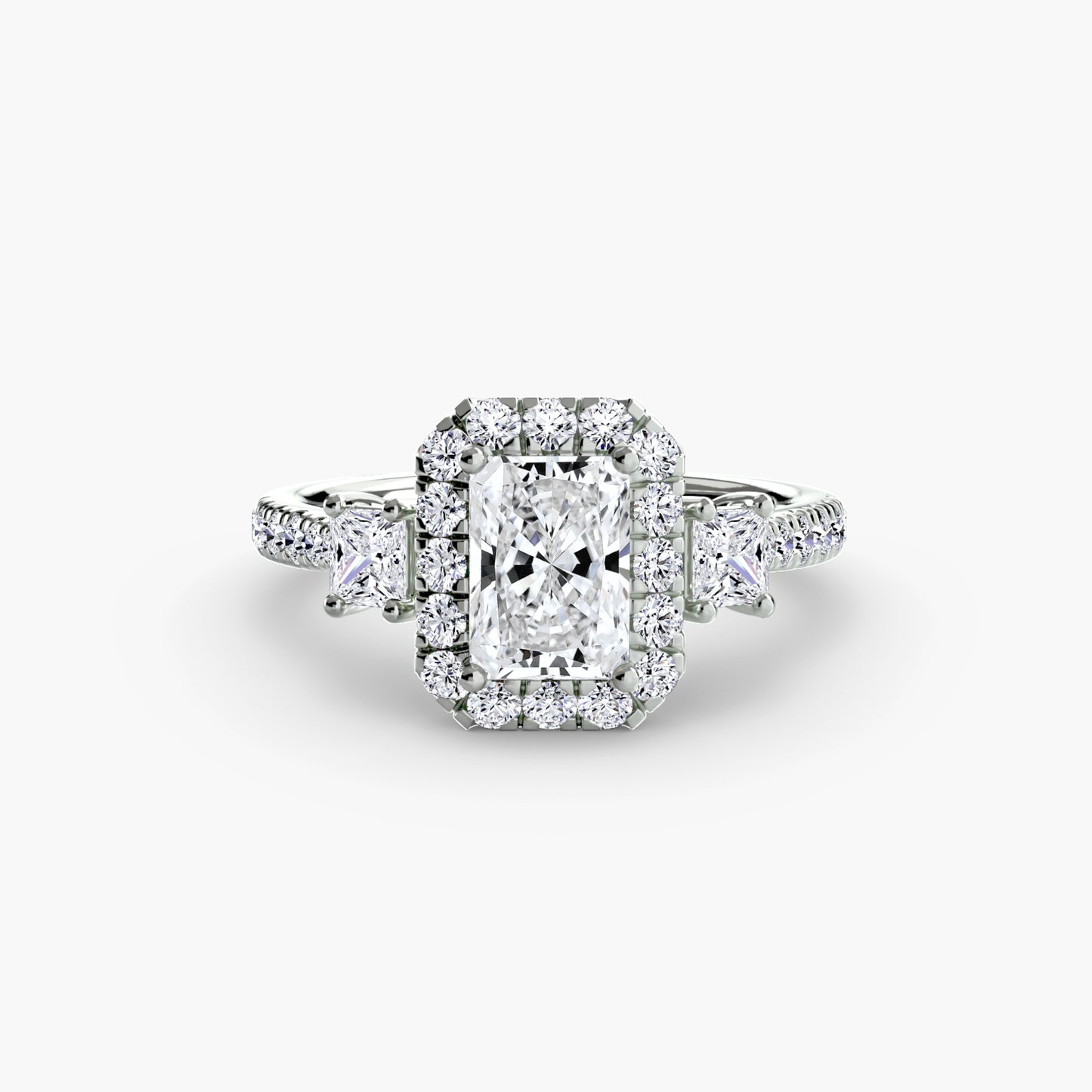 Three Stone Halo Ring  2