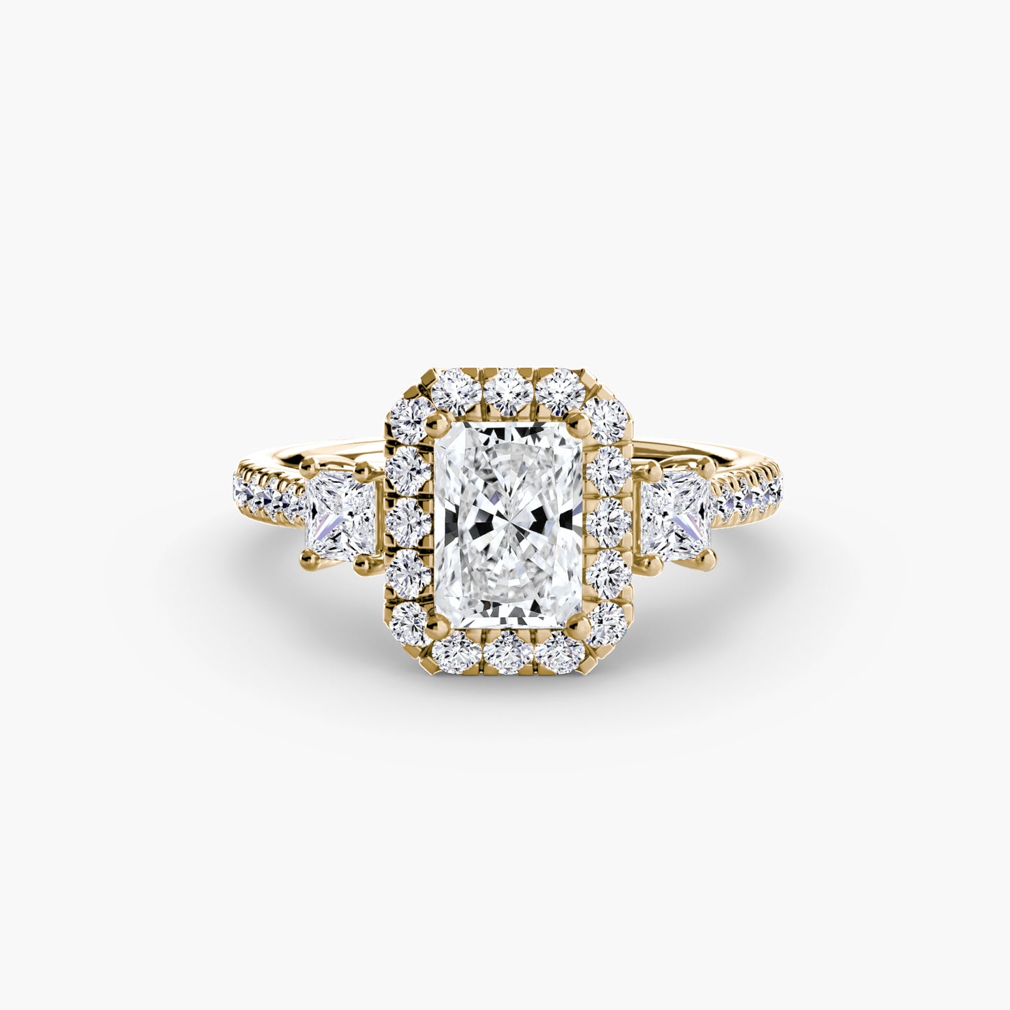 Three Stone Halo Ring  2