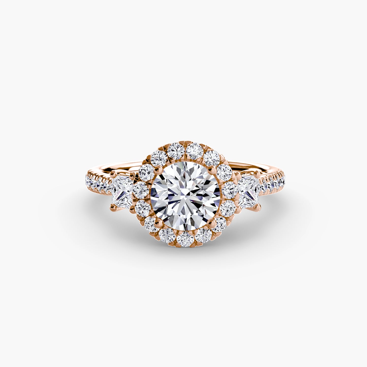 Three Stone Halo Ring  2