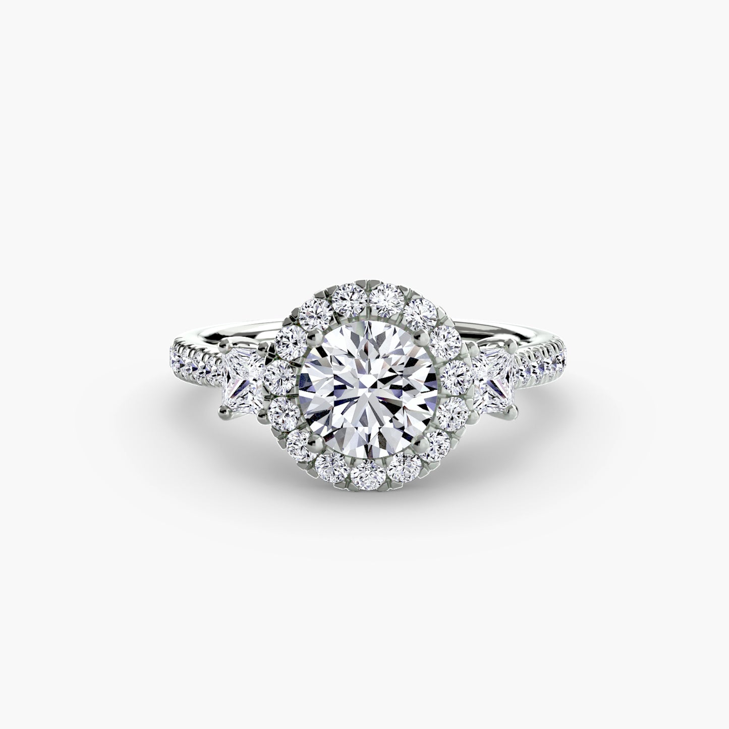 Three Stone Halo Ring  2