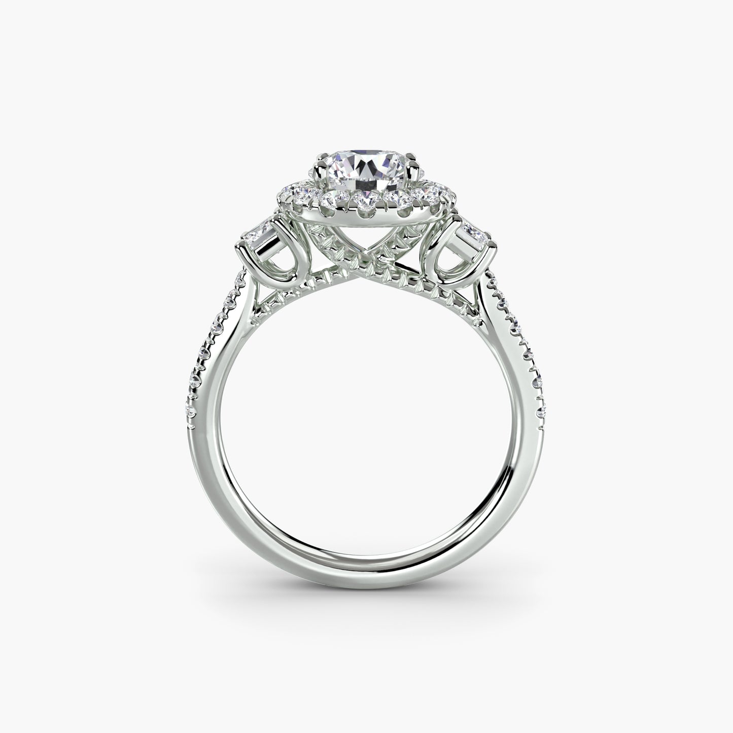 Three Stone Halo Ring  2