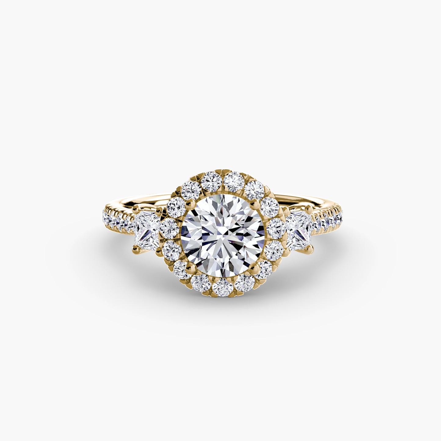 Three Stone Halo Ring  2