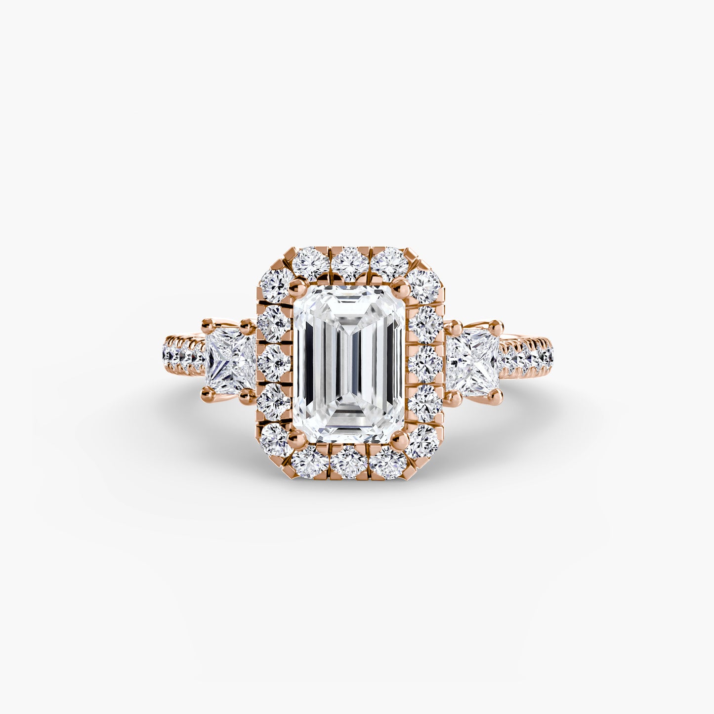 Three Stone Halo Ring  2