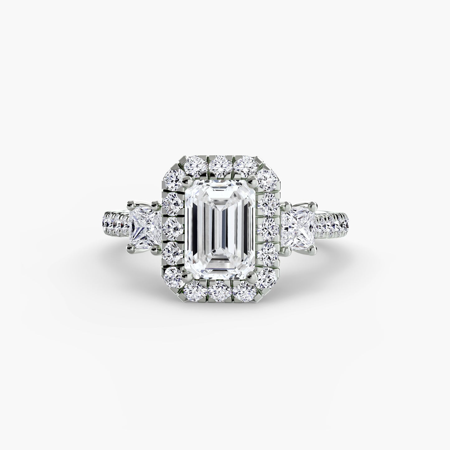 Three Stone Halo Ring  2