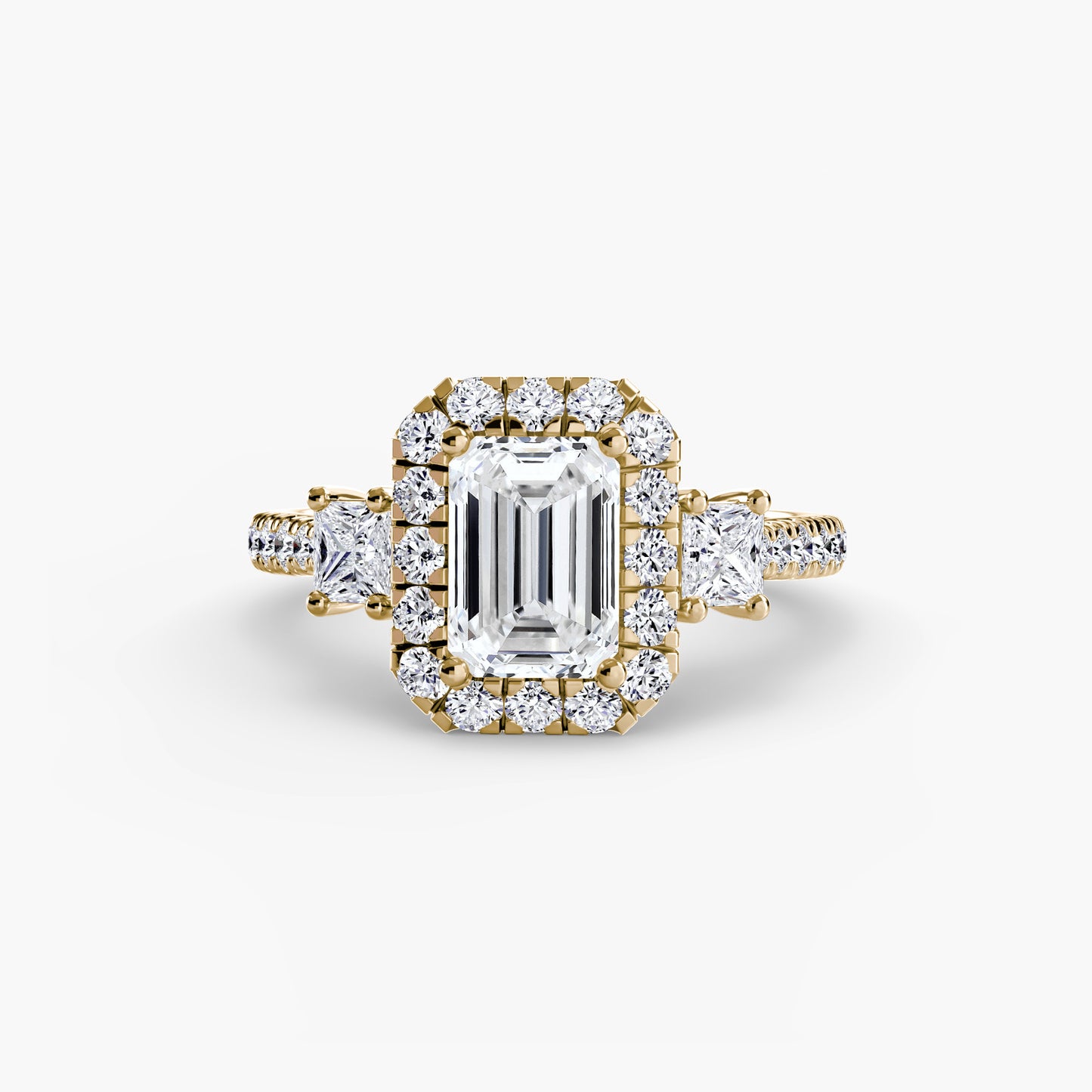 Three Stone Halo Ring  2