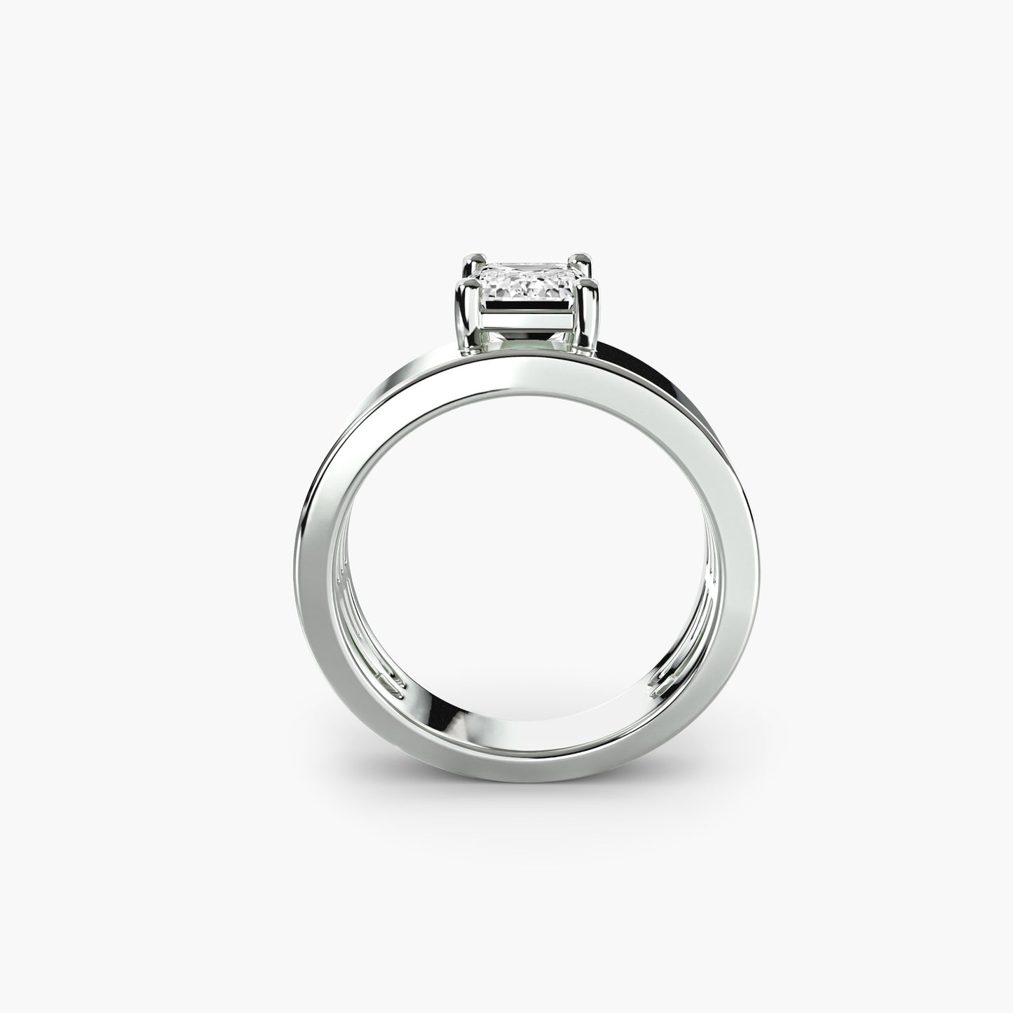 Solitärring  mit auffälligem breiten Band